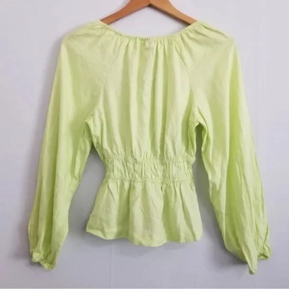 Universal Thread NWT Light Green Top Puff Long Sleeve Tie-Front Blouse - Picture 3 of 6